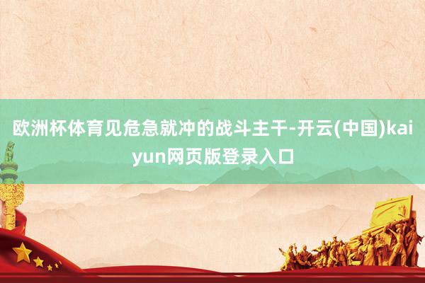 欧洲杯体育见危急就冲的战斗主干-开云(中国)kaiyun网页版登录入口